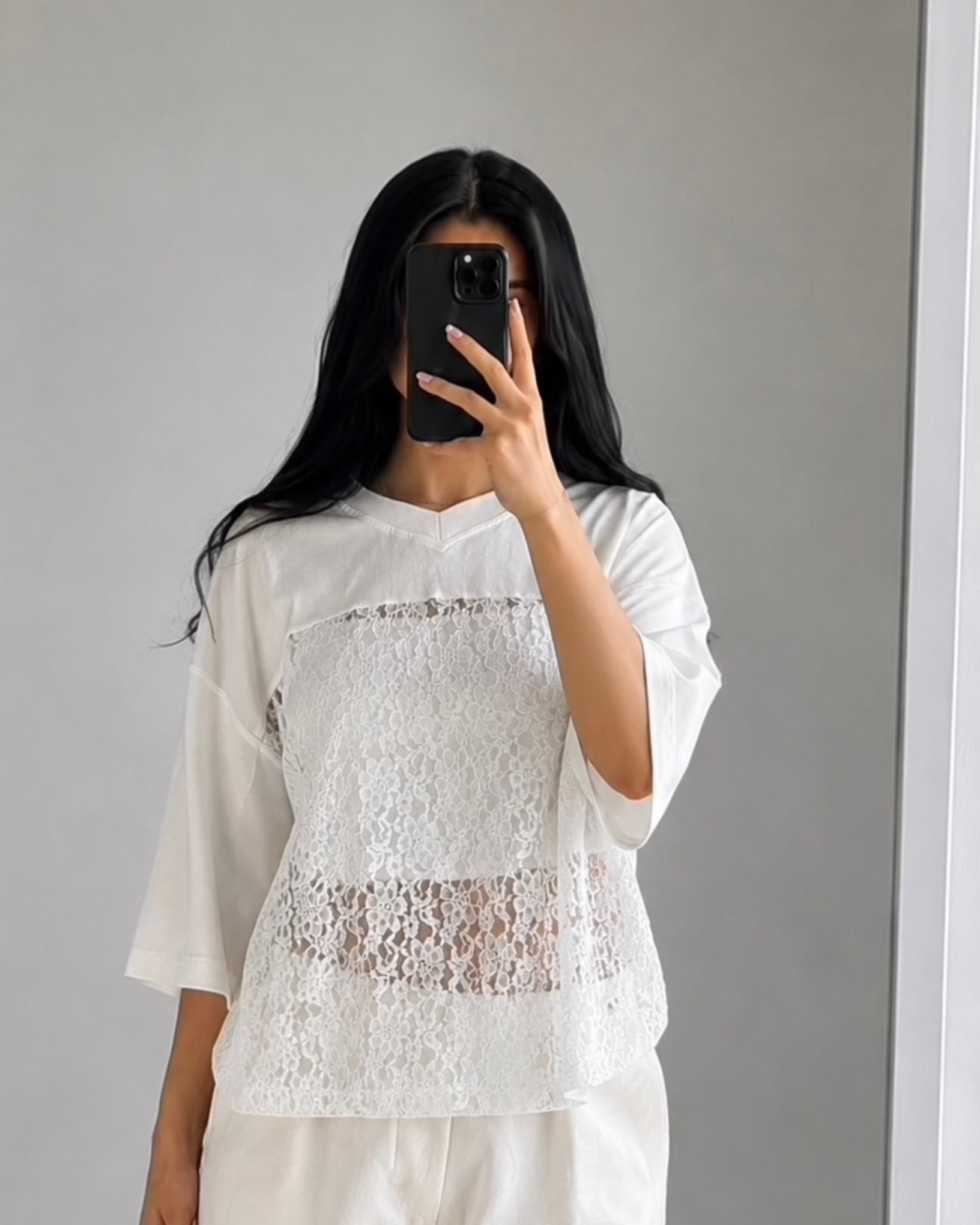 ست تیشرت گیپور+ تاپ دکلته🤍